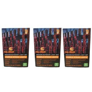 3x Happy Halloween Purple String Lights 70 Count Indoor Outdoor